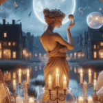 L'immagine raffigura una tavola elegantemente imbandita e la dea Venere a rappresentare le preferenze della Bilancia e degi segni d'aria a tavola