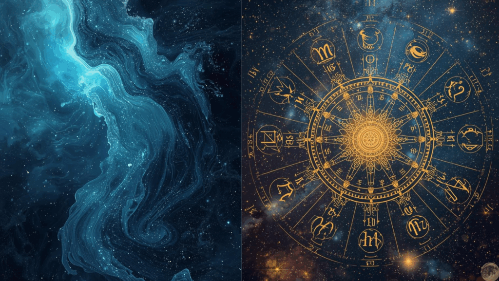 L'immagine rappresenta il fluire del tempo universale nell'acqua pescina 